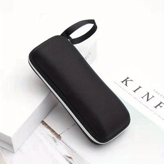 Geometric Print Textured Glasses Case with Zipper