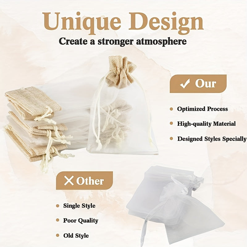 30pcs Burlap Gift Bag Mesh Candy Favour Jewelry Pouches 10x15cm Drawstring