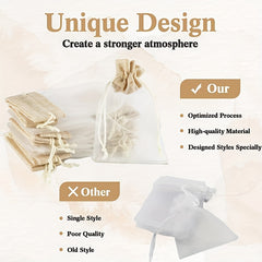 30pcs Burlap Gift Bag Mesh Candy Favour Jewelry Pouches 10x15cm Drawstring