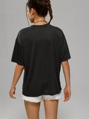 Casual Loose Sports Round Neck Short Sleeve T shirts Women's Summer Tops