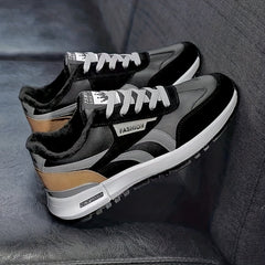 Women's Colorblock Flatform Sneakers Low Round Toe Velvet Warm Trainers