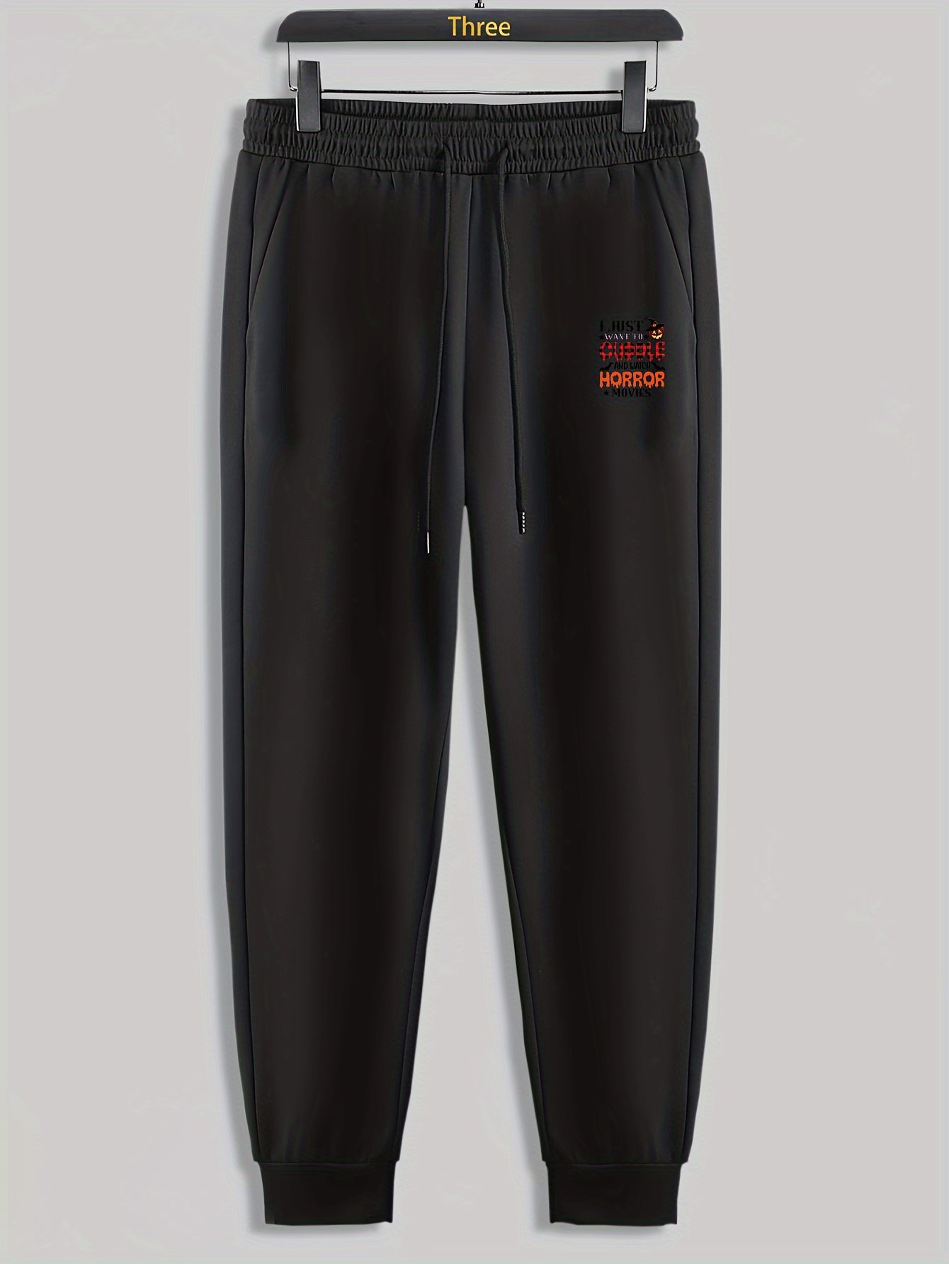 Halloween Pumpkin Letter Horror Print Men's Pants Drawstring Sweatpants