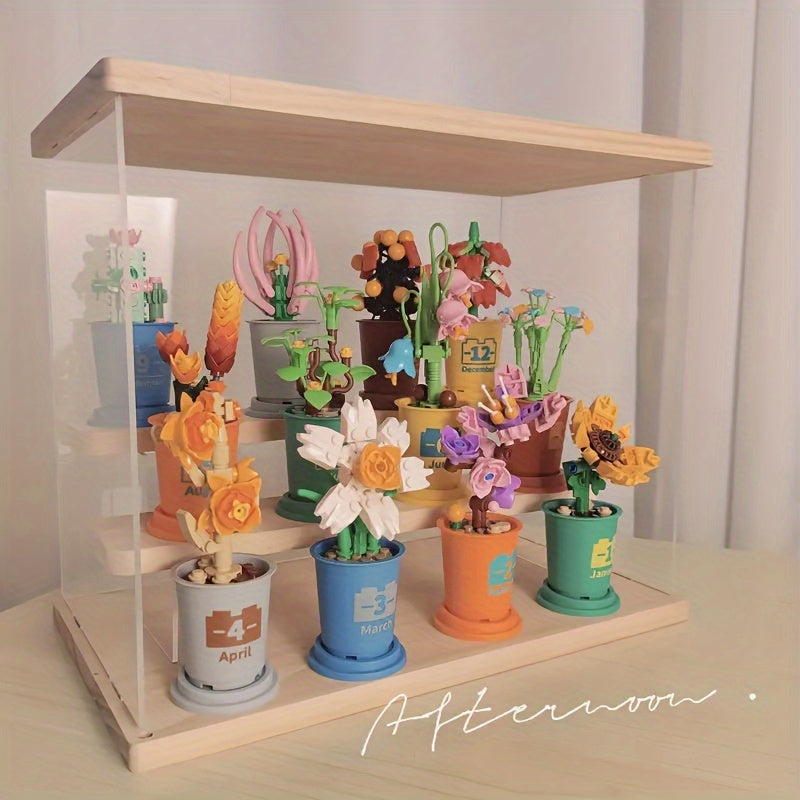 2pcs Succulent Pot Building Block Toys Flower Green Plant Home Decoration