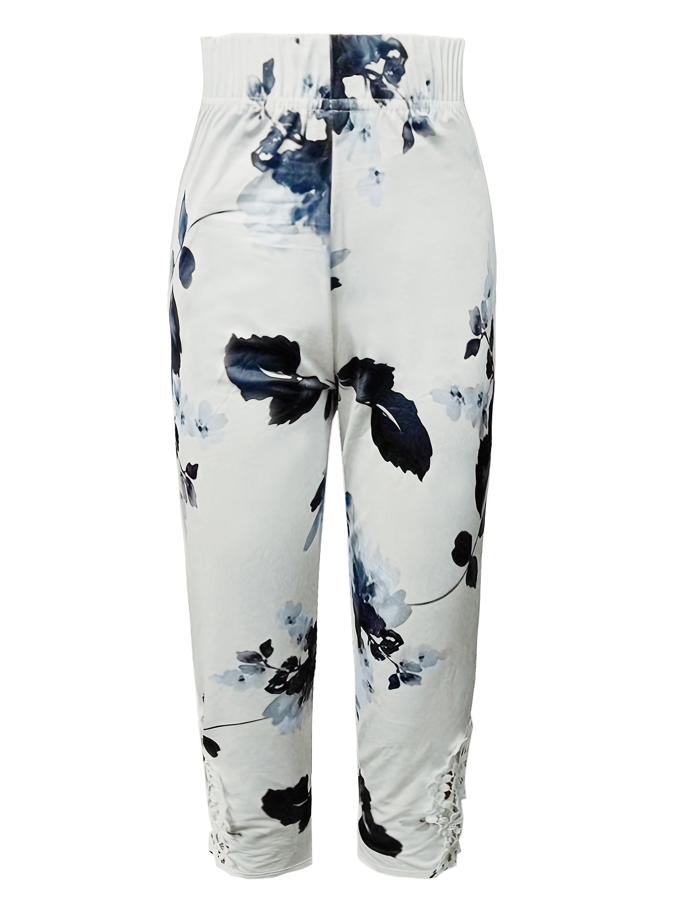 Floral Print Skinny Capris Leggings for Women