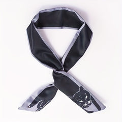 Animal Print Skinny Scarf Long Ribbon Neckerchief Satin Hair Ribbon