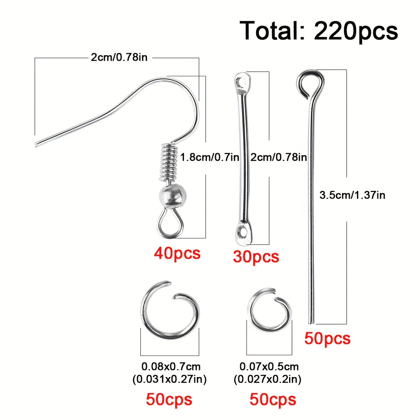 220Pcs Earring Accessories Set for DIY Jewelry Making and Repairing