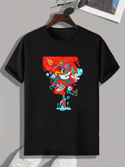 Cartoon Print Men's Graphic T shirt for Summer