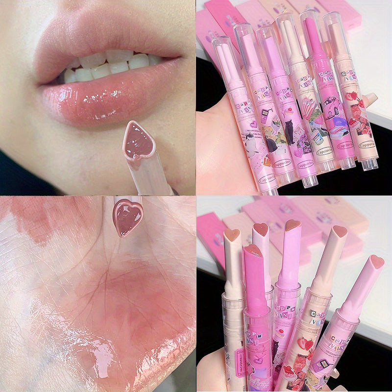 Solid Shimmer Lipstick Gloss 6 Colors Long Lasting Cosmetics