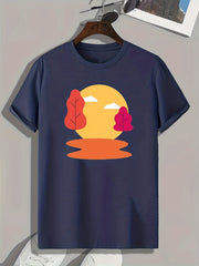 Scenery Print Men's Graphic T-shirt for Summer
