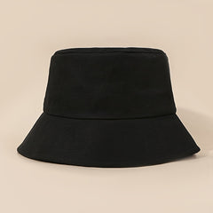 Solid Bucket Hat Flower Embroidery Basin Hat Outdoor Fisherman Cap