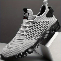 Men's Geometric Print Mesh Sneakers Outdoor Running Shoes