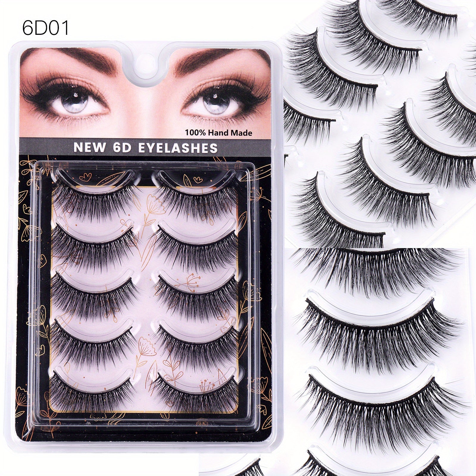 5 Pairs 6D Chemical Fiber False Eyelashes Natural Curling Reusable
