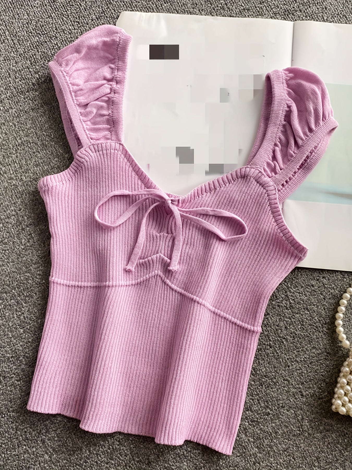 Ribbed Knotted Tank Top for Women