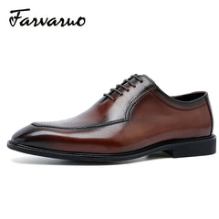 FARWARWO Men's Pointed Toe Leather Oxford Dress Shoes