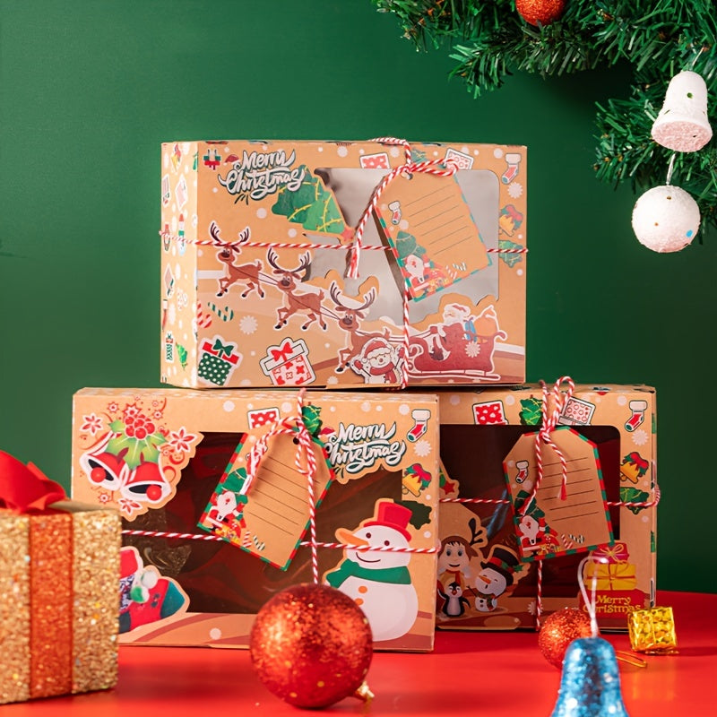 3pcs Christmas Print Packing Box Christmas Cookie Boxes For Gift Giving