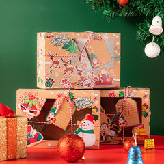 3pcs Christmas Print Packing Box Christmas Cookie Boxes For Gift Giving