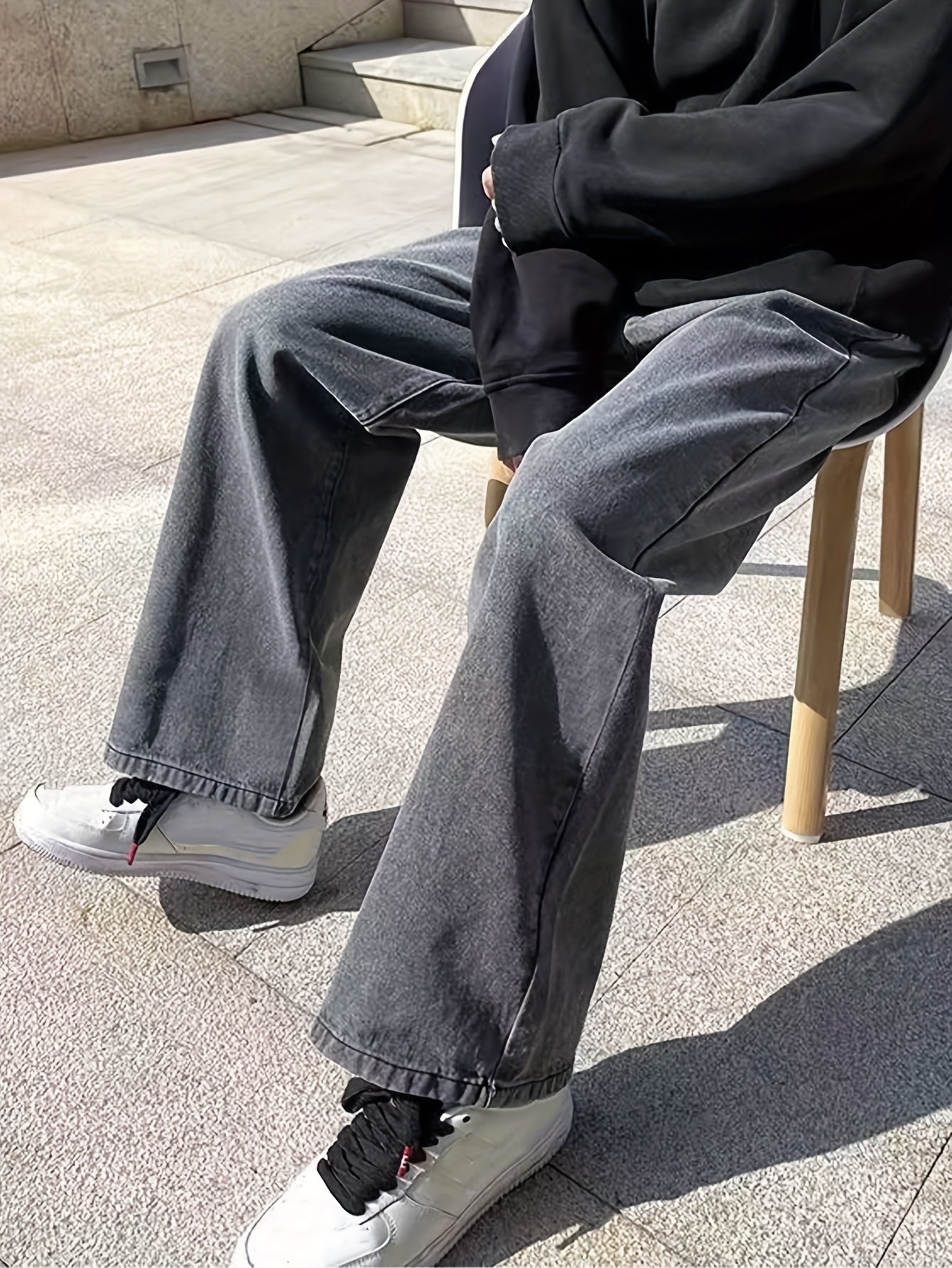 Men's Wide Leg Jeans Classic Loose Fit Denim Pants