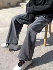 Men's Wide Leg Jeans Classic Loose Fit Denim Pants