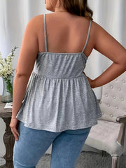 Casual Cami Top Women's Plus Solid Round Neck Slight Stretch