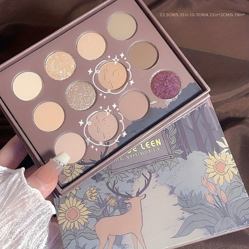 12 Color Multicolor Eyeshadow Palette Shimmer Matte Finish Grey Purple Brown