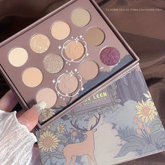 12 Color Multicolor Eyeshadow Palette Shimmer Matte Finish Grey Purple Brown