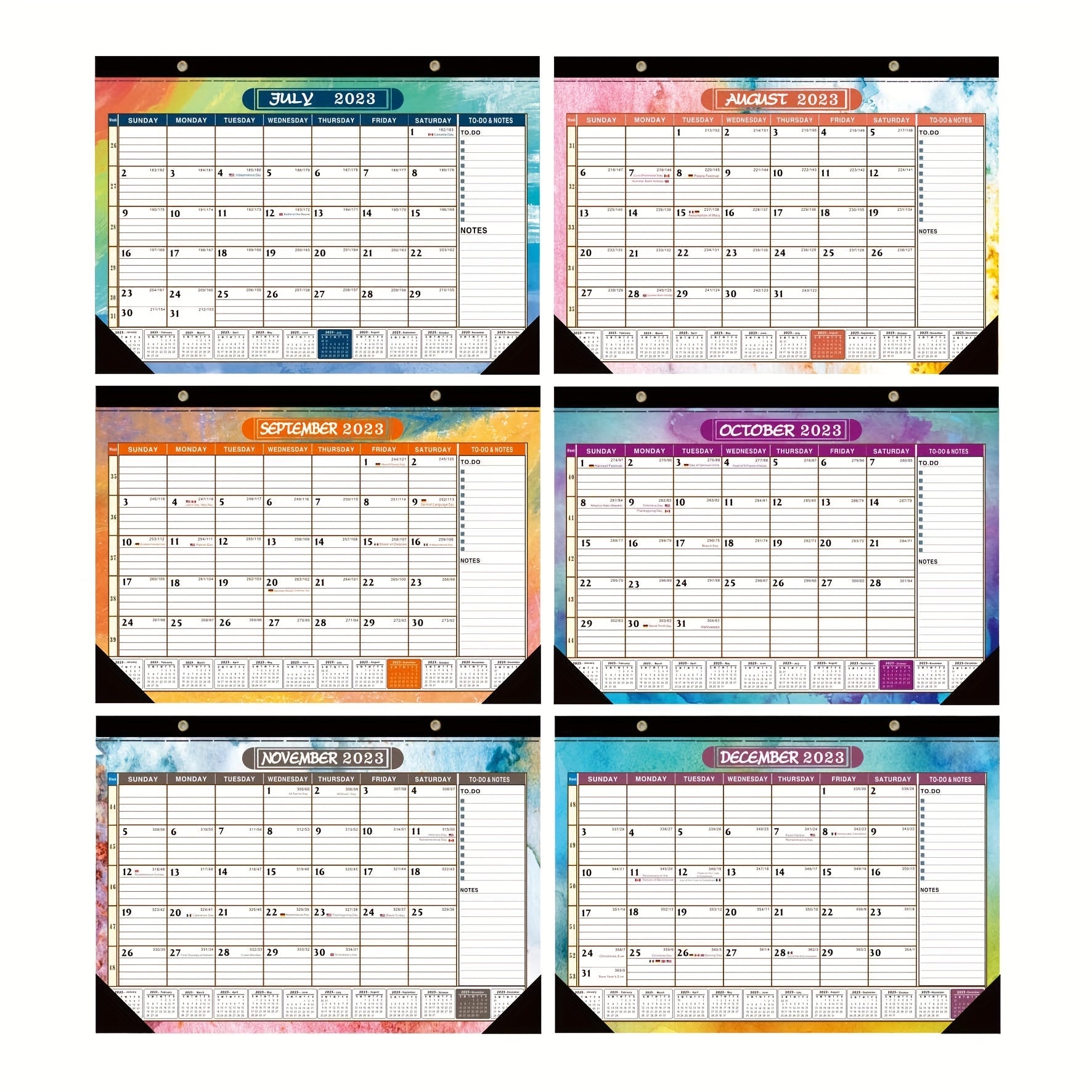2023 Desktop and Wall Calendar Set, July-Dec, Matte Cover, Writing Paper