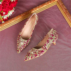 Pointed Toe Kitten Heel Pumps Slip-on Wedding Shoes