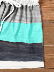 Striped 2pc Set Tank Top & Elastic Waist Shorts Outfit Women's Clothing
