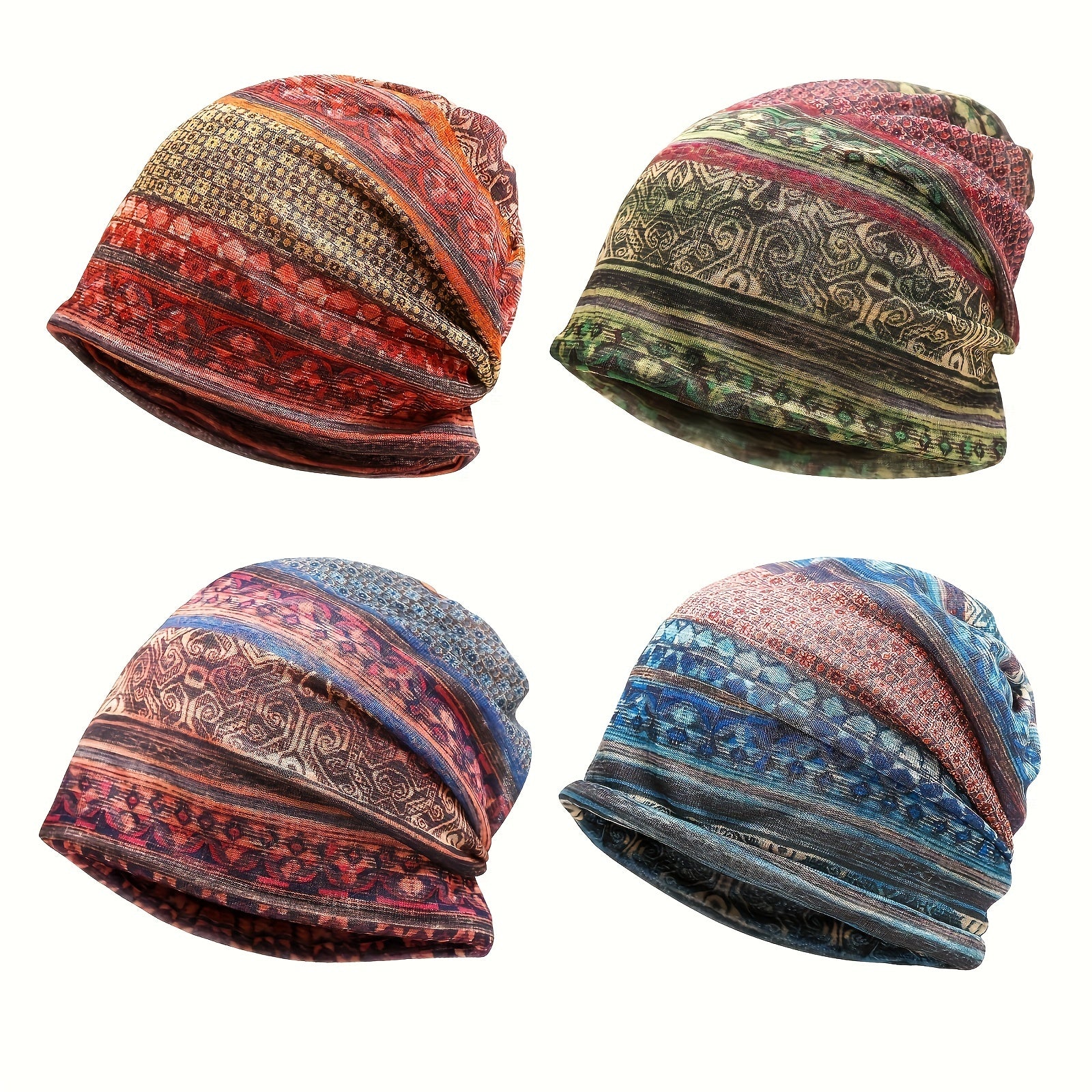 Bohemian Style Pattern Beanie Hat for Outdoors