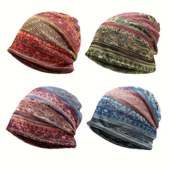 Bohemian Style Pattern Beanie Hat for Outdoors