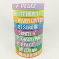 5pcs Inspirational Tie Dye Silicone Bracelet Motivational Rubber Bangle
