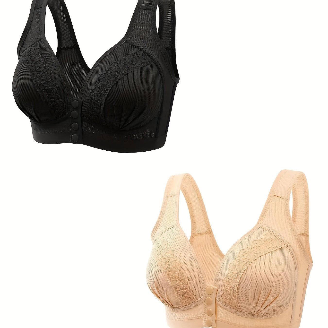 2 Pack Plus Size Lace Wireless Comfort Bra Set