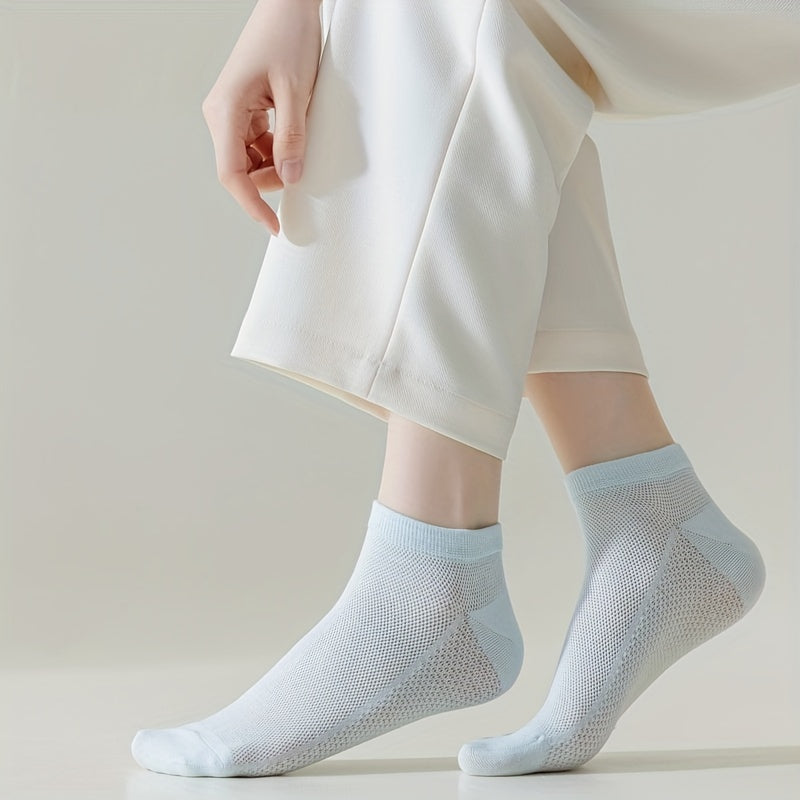 4 Pairs Solid Socks Comfy & Breathable All match Women's Stockings
