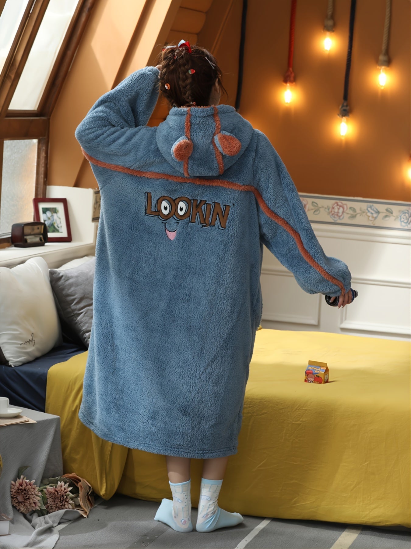 Soft & Thick Fuzzy Hoodie Pajamas Set Women's Loungewear & Sleepwear