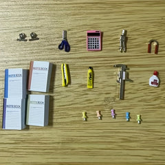 1:12 Dollhouse Stationery Set with Mini Notebook and Thumbtack