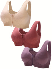 2pcs Wireless Front Buckle Bras Comfy & Breathable Lingerie