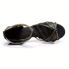 Women's Latin Dance Shoes Peep Toe Stiletto Heeled Sandals