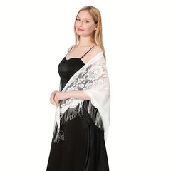 Lace Hollow Tassel Shawl Women Windproof Scarf Triangle Shawl