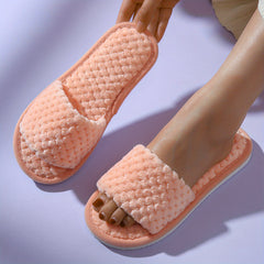 Women's Cozy Open Toe Indoor Slippers Warm Fuzzy Shoes