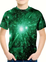 3D Green Light Crew Neck T-Shirt Girls Casual Pullover Tops Summer Sports