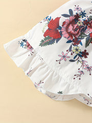 Girls Floral Print Wrap Front Casual Romper Shorts For Beach Vacation