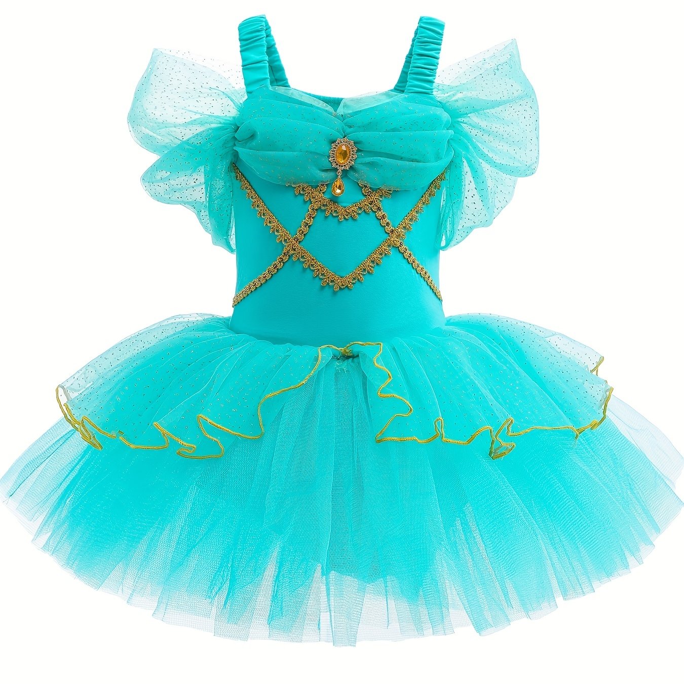Girls Green Tulle Tutu Mesh Cami Dress Ballet Dance Practice Leotards