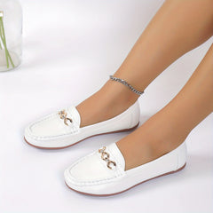 Women's Chain Decor Loafers Slip On Shoes Casual Walking Shoes