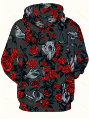 Devil Dragon Print Hoodie Men's Pullover Sweatshirt