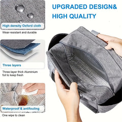 Portable Insulated Bento Bag With Double Pocket Lunch Box