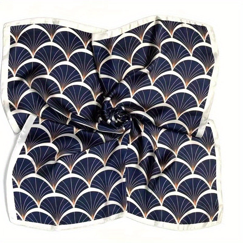 Ginkgo Leaf Print Square Scarf Satin Neckerchief Bandana Women Head Wrap