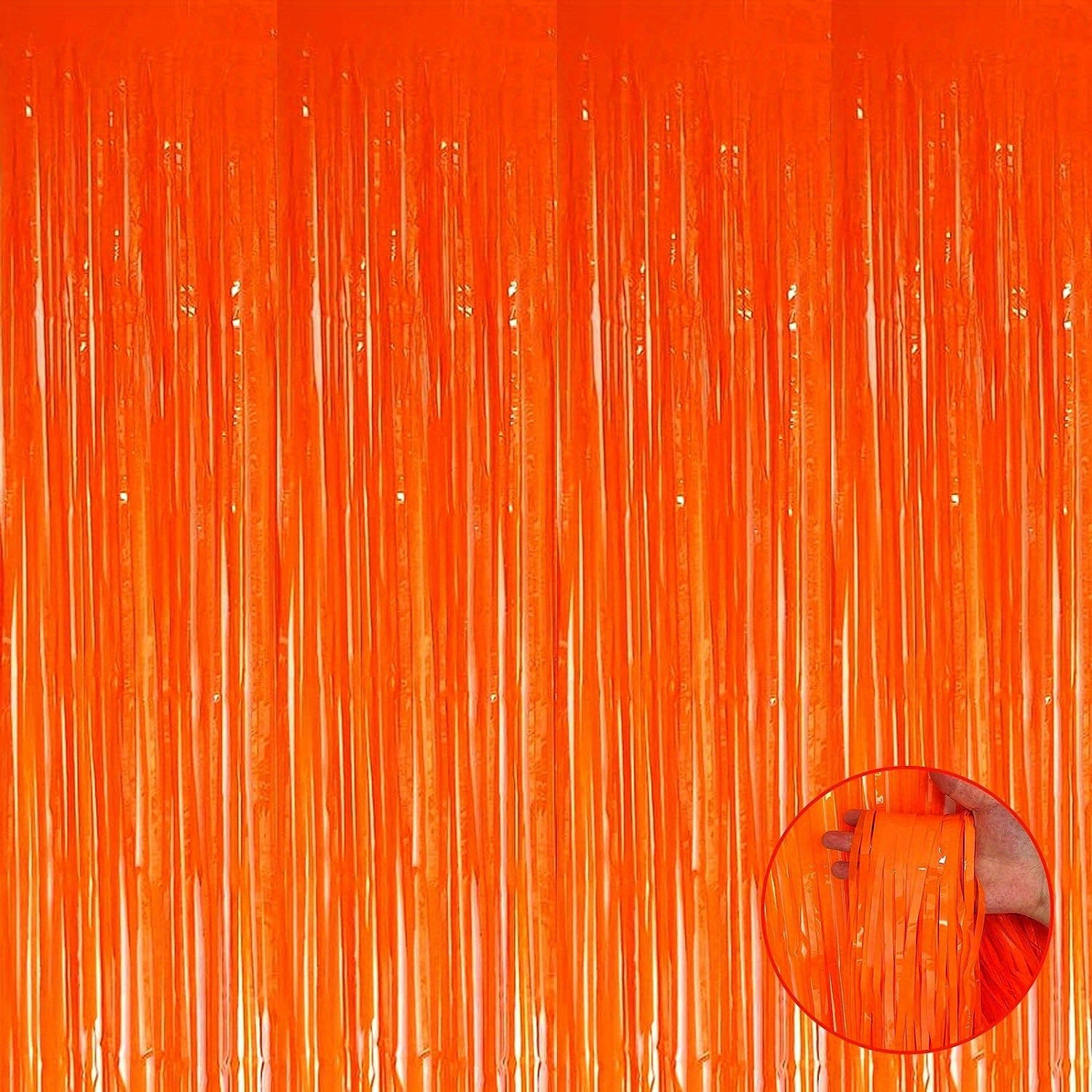 6pcs Halloween Macaron Orange Foil Tassel Curtain Background
