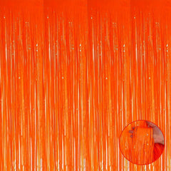 6pcs Halloween Macaron Orange Foil Tassel Curtain Background