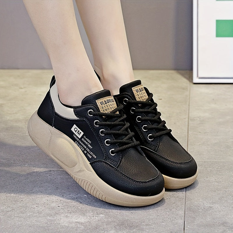 Women's Low Platform Sneakers Lace-up Running Shoes