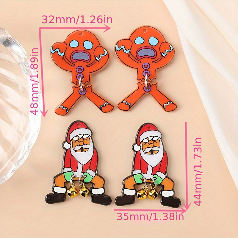 Santa Claus & Gingerbread Men Pendant Earrings